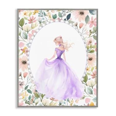 Imagem de Stupell Industries Princesa roxa com borda de pérola, arte giclée emoldurada, design de Christine Simpson Art, 76 x 61 cm