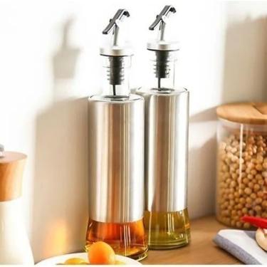 Imagem de Kit 2 Galheteiros Azeite Vinagre 300ml Vidro C/ Dosador Inox