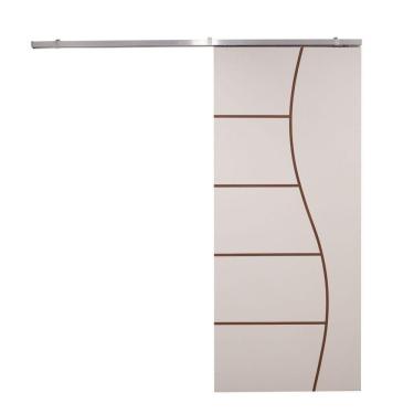 Imagem de Porta De Correr Branco Prime Frisada Kit Alumínio F07 - 210x110