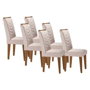 Imagem de Kit 6 Cadeiras Sala Jantar Londrina 6 Un Capuccino Suede Creme Rufato