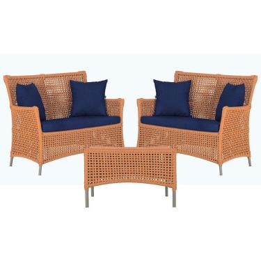 Imagem de 2 Sofás E Mesa Igapó Alumínio Fendi Corda Náutica E10 Trama Terra Cota