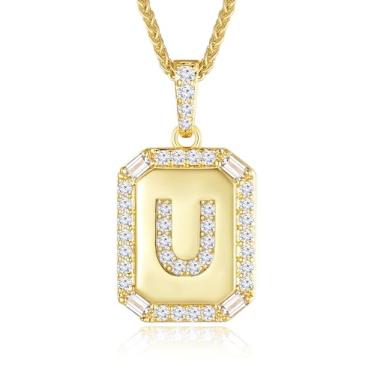 Imagem de Peeshow Colares femininos com inicial de ouro 18 quilates, colar de corrente com pingente de letra delicada, joias femininas de ouro, presentes para mulheres, esposa, mãe, filhas, aniversário