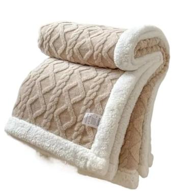 Imagem de Cobertor Manta Sherpa Grossa 2,10 X 1,90 Mt Varias Estampas (Bege Claro)