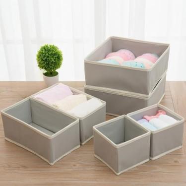 Imagem de Caixa de Armazenamento DobráVel Com Gavetas, Adequada Para Roupa Interior, Camisas, Meias e Cuecas.(Cinza claro)