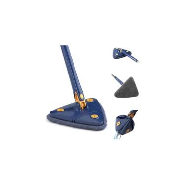Imagem de Mop Triangular Giratório 360° com Refil de Microfibra, Cabo 109cm, Base Articulada para Limpeza de Cantos e Rodapés