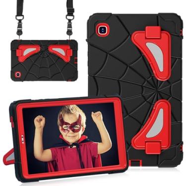 Imagem de DreamerX Capa para Samsung Galaxy Tab A7 Lite 2021 22.1 cm (SM-T220/T225/T227), capa à prova de choque à prova de choque de policarbonato híbrido de silicone resistente com alça de ombro para crianças