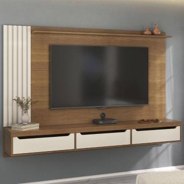 Imagem de Painel TV 75 Polegadas E Bancada Suspensa Vale Cinamomo Off White A09 - Mpozenato