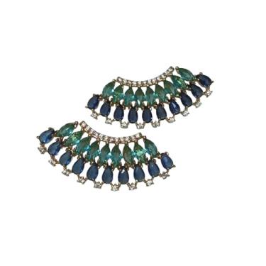 Imagem de Brinco Ear Cuff em Turmalina com Mini Zircônias, Banho de Ouro 18k