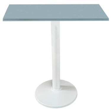 Imagem de Mesa Zeta Ferro Branco 75 Cm (alt) Disco Redondo Tampo Mdp Quadrado 60 Cm (larg) X 2,5 Cm (alt) Cinza