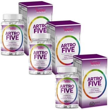 Imagem de Kit 3x Artrofive Colágeno Tipo II + Cálcio + Magnésio + Vit K2 + Vit D3 60 Caps de 500mg Nataly-Unissex