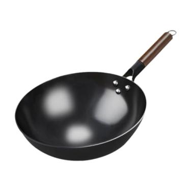 Imagem de Ioensy Frigideira Wok de Ferro Sem Revestimento Prática Panela de Cozinha Panela Wok Omelete Chinesa Frigideira Antiaderente Panela Wok para Uso Doméstico, Xl Não Assist Handle