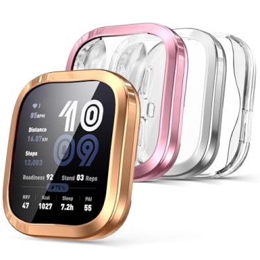 Imagem de Pacote com 4 para Amazfit Bip 6 Capa protetora de tela, TPU flexível [NÃO VIDRO] Capa protetora completa à prova de choque de toque suave anti-arranhões para Amazfit Bip 6 acessórios, ouro rosa/rosa