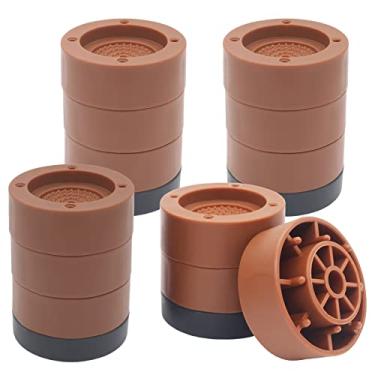 Imagem de HANIHUA 4 conjuntos de peças de elevação redondas marrons para móveis, elevadores de cama resistentes altura 2,5 cm, 5 cm, 7,6 cm, elevadores de cama ajustáveis para estrutura de cama, móveis, sofá, suportes de cadeira suportam até 600 g