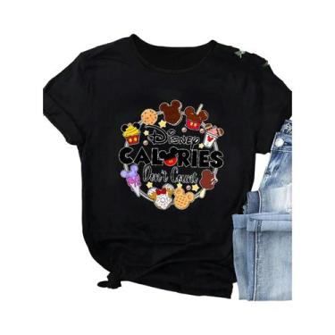Imagem de Camiseta De Manga Curta Com Estampa Do Mickey Para Mulheres plus Size,