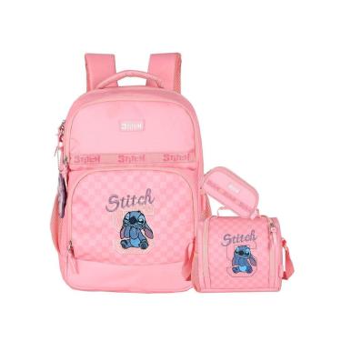 Imagem de Kit Lilo Stitch Mochila Costas + Lancheira + Estojo Triplo