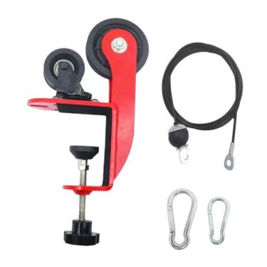 Imagem de Generic Equipamento de treinamento com polia para queda de braço, faça você mesmo, para adultos, academia em casa, exercitador de pulso, máquina de polia, Vermelho