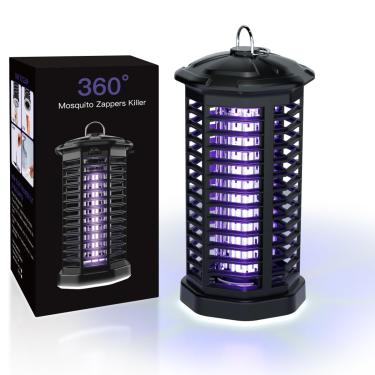 Imagem de Zapper de insetos com luz LED - potente matador de mosquitos elétrico para uso interno - malha de metal, armadilha para insetos, matador de mosquitos para casa, jardim, pátio, quintal (15W)