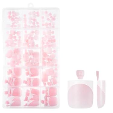 Imagem de 150 peças de pontas francesas para unhas de pressão, unhas quadradas curtas, cola francesa acrílica de caixão para mulheres, acessórios de pedicure DIY naturais