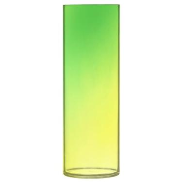 Imagem de JUZIHAI Vaso de flores com padrão gradiente verde 9,9 cm x 30 cm de cilindro de plástico moderno para decoração de casa de centro de mesa de casamento