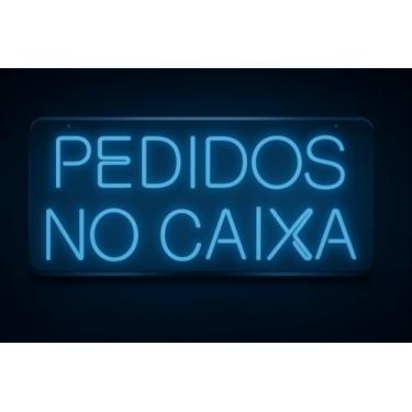Imagem de Painel Luminária Neon Led - Pedidos No Caixa Acrílico 70cm A Escolher 127/220v (Azul Escuro)