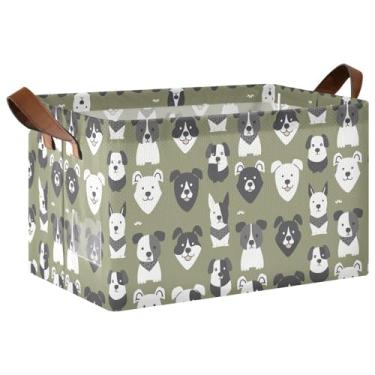 Imagem de Organizadores de armário dobráveis verdes para cães com alças, cestas decorativas para decoração de casa 17 x 29 x 25 cm, 1 pacote