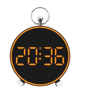 Imagem de Relógio Digital para Mesa - Display de Led com Luz Noturna, Exibe Temperatura, Função de Despertador, Carregável via USB ou Pilha (Led Laranja)