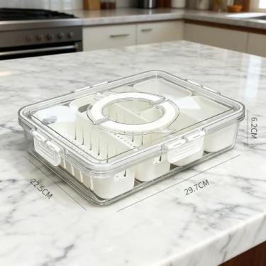 Imagem de Caixa Organizadora para Geladeira Transparente Empilhável com Divisórias – Organizador de Alimentos Multiuso(Caixa 6 Divisórias Combinação)