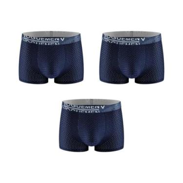 Imagem de Conjunto De 3 Cuecas Boxer Masculinas De Seda Gelada Tamanho Grande, L