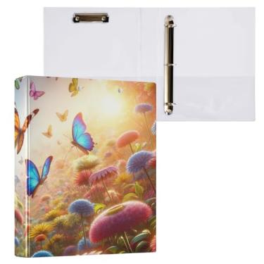 Imagem de Pasta para prancheta de borboletas com 3 anéis com prancheta, organizador de fichário de 2,5 cm, 1 pacote