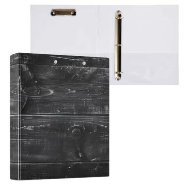 Imagem de Pastas de fichário pretas de madeira rústica com organizador de prancheta de perfil, pacote com 2