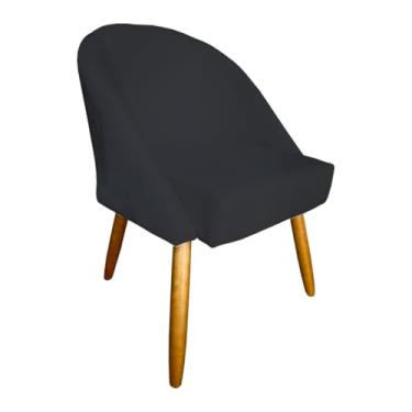 Imagem de Poltrona Cadeira de Jantar Lua - Estofada em Suede de Luxo com Pés Palito, Elegante e Confortável para Ambientes Domésticos (Cinza Escuro)