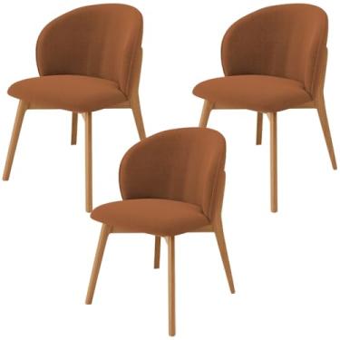 Imagem de Kit 03 Cadeiras de Jantar e Estar Living Estofada Mia L02 Bouclê Terracota - Lyam Decor