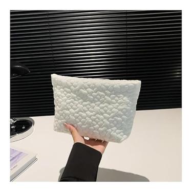 Imagem de Bolsa transversal plissada floral – Bolsa feminina estilo coreano para maquiagem e clutch com fecho de zíper, Branco, Medium, Mochila casual