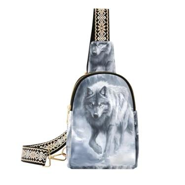 Imagem de CEBUGI Bolsa feminina Wolf pequena tiracolo de couro, pochete para trilhas, viagens ao ar livre