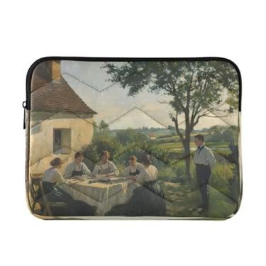 Imagem de Bolsa para laptop French Farmhouse Morning bege, capa protetora à prova de choque, pasta de laptop de 13 a 13,3 polegadas para mulheres