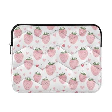 Imagem de Pasta para laptop Pink Strawberries, 16 capas protetoras à prova de choque para transporte, bolsas de trabalho de 15,6 polegadas