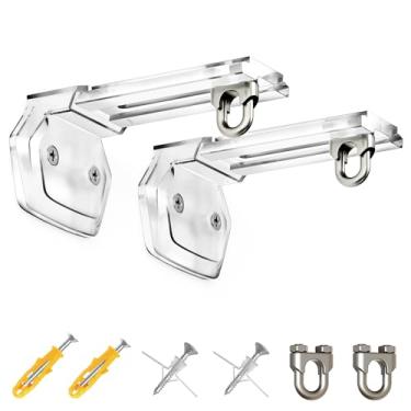 Imagem de Suporte universal para montagem em tela de projetor, suportes em L ajustáveis de parede e teto com ganchos fechados, extensão de 3,5 a 10 cm, capacidade de 29,9 kg, inclui hardware completo para home