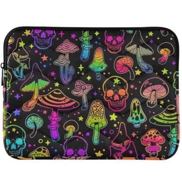 Imagem de Capa protetora para notebook com cogumelos brilhantes psicodélicos com desenho de computador universal 13 e 14
