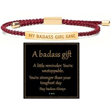 Imagem de 72ore Pulseira Badass Girl Gang Inspiradora Amizade Joias Pulseira de Melhor Amigo Pulseiras Inspiradoras para Mulheres Presente Motivacional, Large, Aço inoxidável, Sem Pedra Preciosa