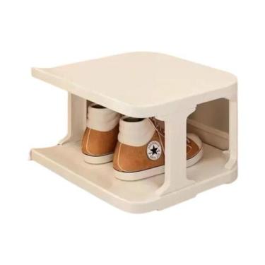 Imagem de Prateleira De Sapatos De Canto Dobrável Multiuso Removível Economizado