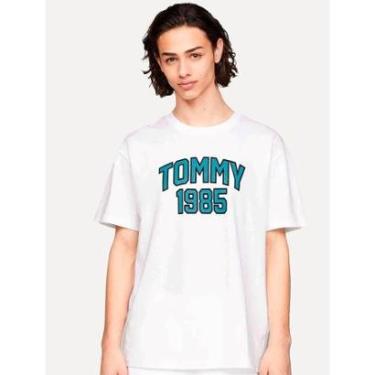 Imagem de Camiseta Tommy Jeans Masculina Regular Varsity Arc Branca-Masculino