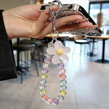 Imagem de Macaron Alça de pulso colorida com contas para celular para iPhone, uso diário, compras, viagens, Branco, tamanho �nico