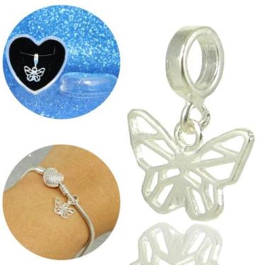 Imagem de Berloque Charms Borboleta Origami Prata Legitima - Lojas La+Ny, 2, Pra