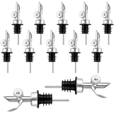 Imagem de 12 peças de garrafa de licor de aço inoxidável ponderada, bico dispensador de azeite de oliva, bicos de despejo de álcool balsâmico