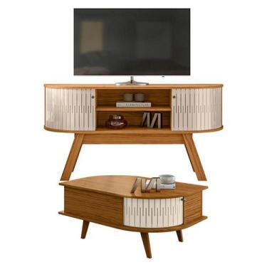 Imagem de Rack Bancada Atlanta com Mesa de Centro Indianápolis Naturale Off Whit