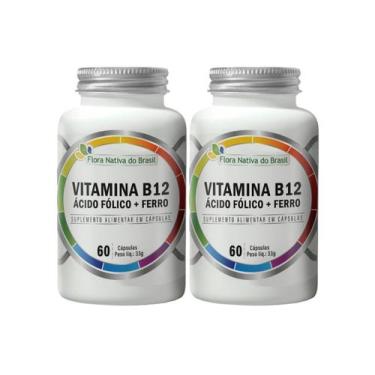 Imagem de 2 Ferro + Ácido Fólico + Vitamina B12 Metilcobalamina 60cps - Flora Na