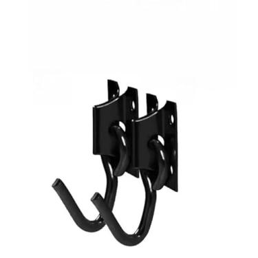 Imagem de Kit Gancho De Rede De Balanço Descanso Aço Cromado Reforçado C/Parafusos E Buchas Suporta 280Kg(PRETO SÓ GANCHO)