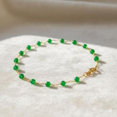 Imagem de Pulseira Ágata Ouro 18k com Pedras Naturais de Alta Qualidade - no-bra