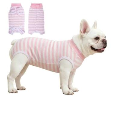 Imagem de DoggieKit Traje de recuperação de cirurgia para cães, macacão cirúrgico para fêmea, castramento masculino, neutro, body macio antilamber, camisa de pijama após a cirurgia, coleira eletrônica e