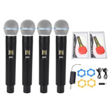 Imagem de OPPWONG Conjunto de Microfone Sem Fio, Faixa Vhf de 50 M, 4 Microfone Dinâmico Portátil Sem Fio Com Bateria Recarregável de 2200 Mah para Palco, karaokê, Webcast Ao Vivo, Home Ktv